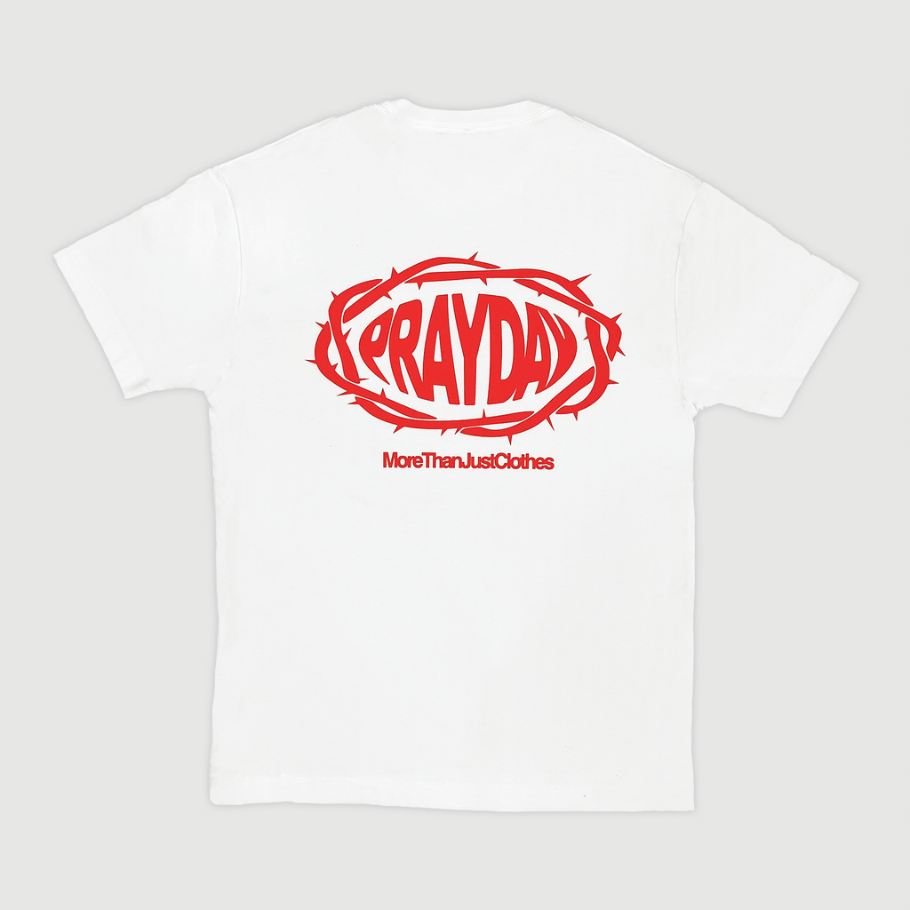 White & Red Crown Of Thorns Tee