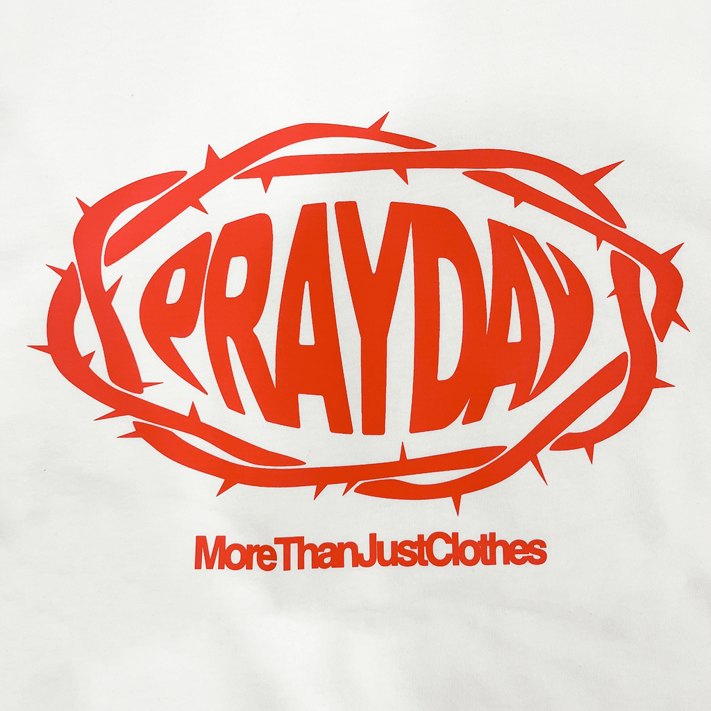 White & Red Crown Of Thorns Tee